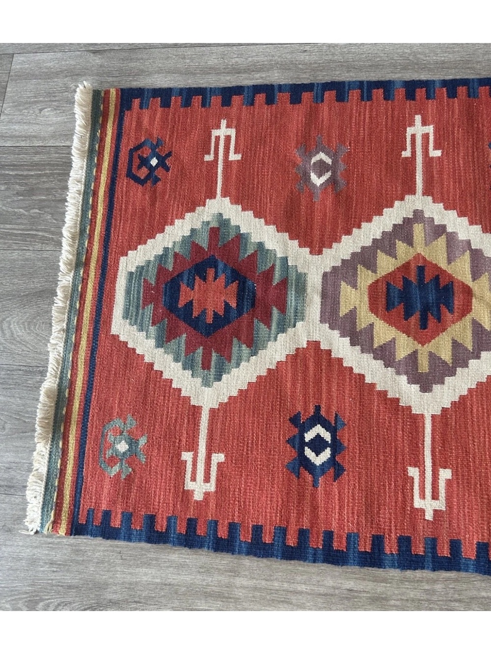 Vintage Kilim Rug Hand Woven Wool Turkish Tribal Geometric Southwestern 25x38 - Picture 6 of 14